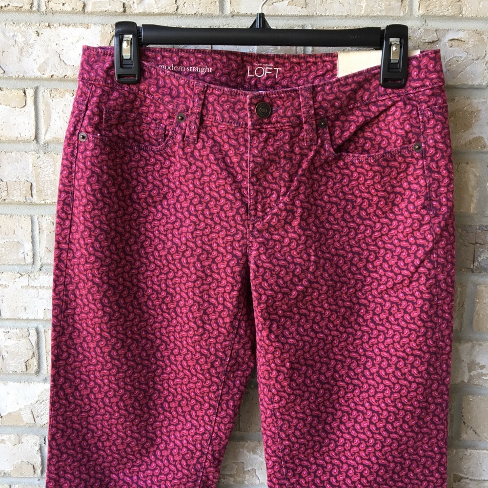 NWT LOFT Marisa Modern Straight Paisley Pants 26 2
